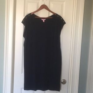 Lilly Pulitzer Robyn True Navy Pima Cotton Knit Cap Slv Shirt Dress